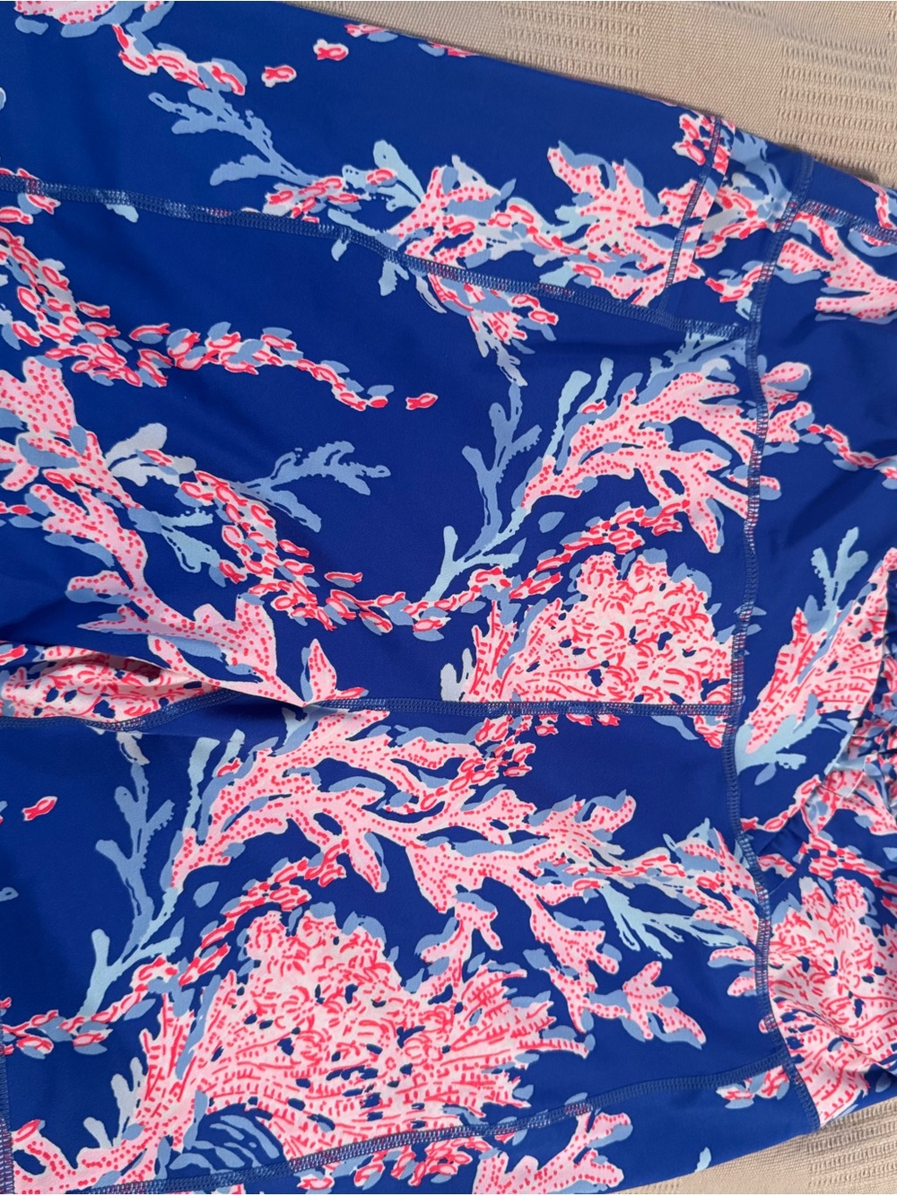 Lilly Pulitzer Blue Athletic Shorts with Pink and Light Blue Coral Print